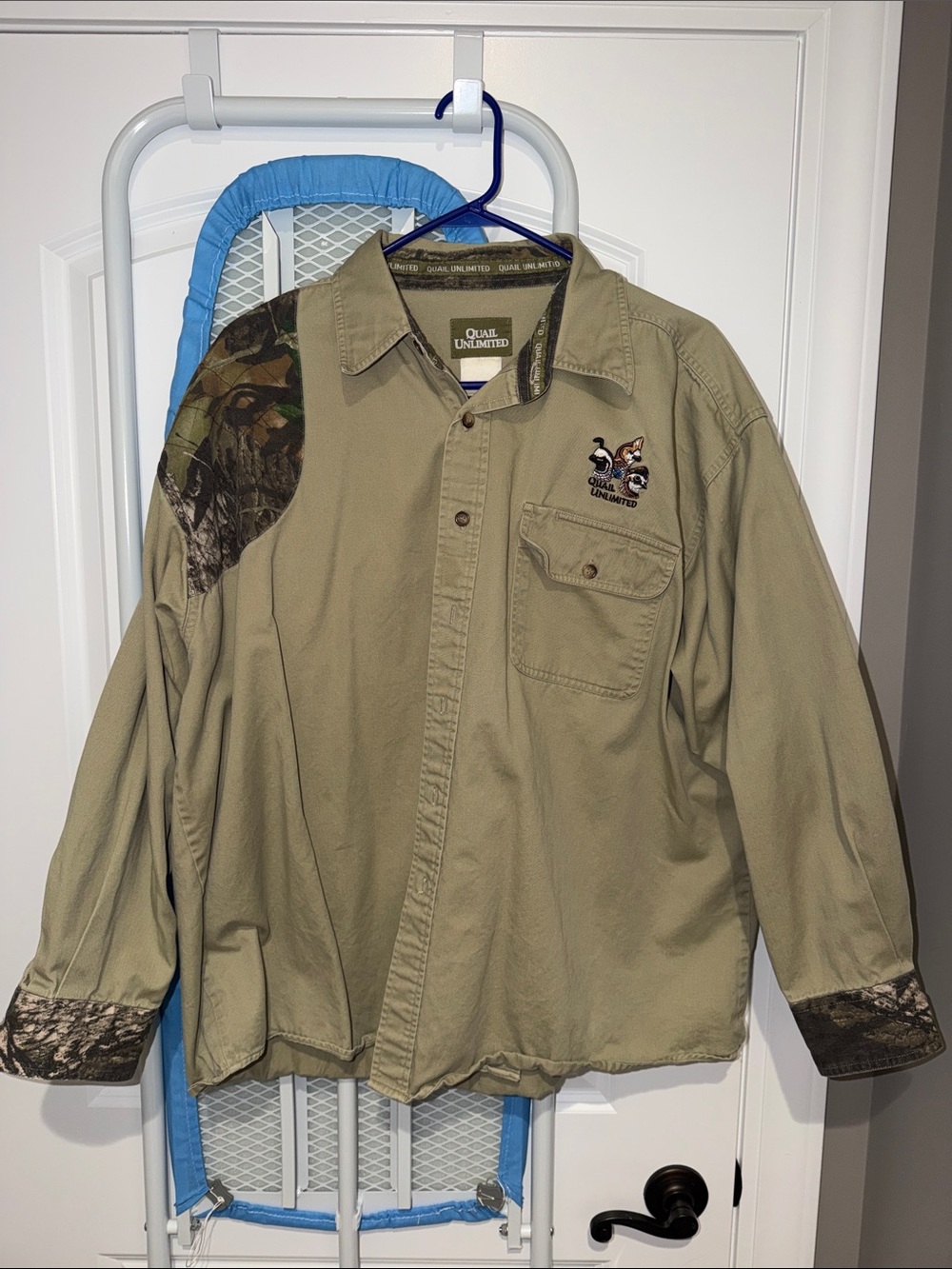 Men's Tan Shirt with Camouflage Accents